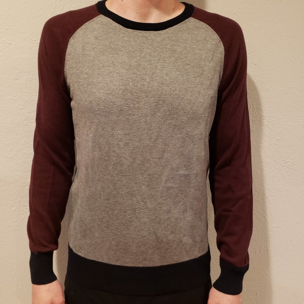 Mens Maroon Two Tone Sweater